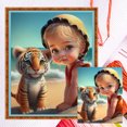 thumbnail image 1 of Hilo de bordar de algodón ecológico completo, punto de cruz de niña linda contado de 11CT, 40x50cm, 1 of 9
