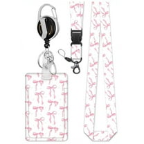 Badge Holder Retractable Clip with Lanyard,Bow Print Lanyard ID Holder,Breakaway Lanyards for Badges Women