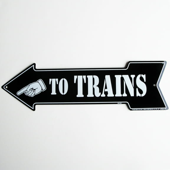 To Trains Arrow Vintage Style Train Sign Model Railroad/Hobby Room Wall Decor