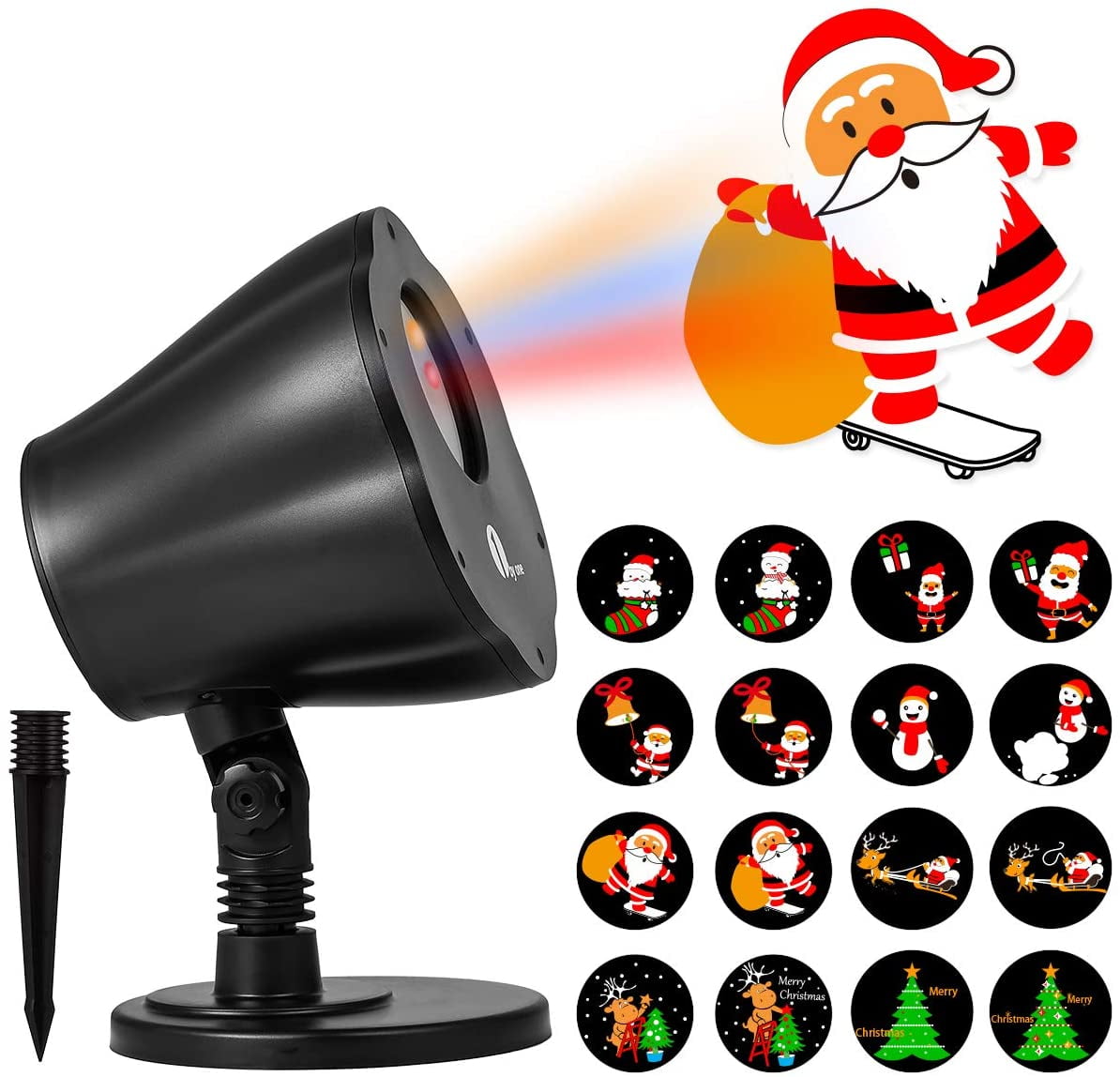 1byone Christmas Decorations Light Projector, 8in1 AutoShifting Images