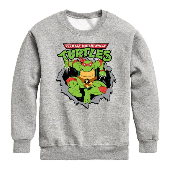 Teenage Mutant Ninja Turtles - Raphael Breaking Through Shirt - Toddler & Youth Crewneck Fleece Sweatshirt