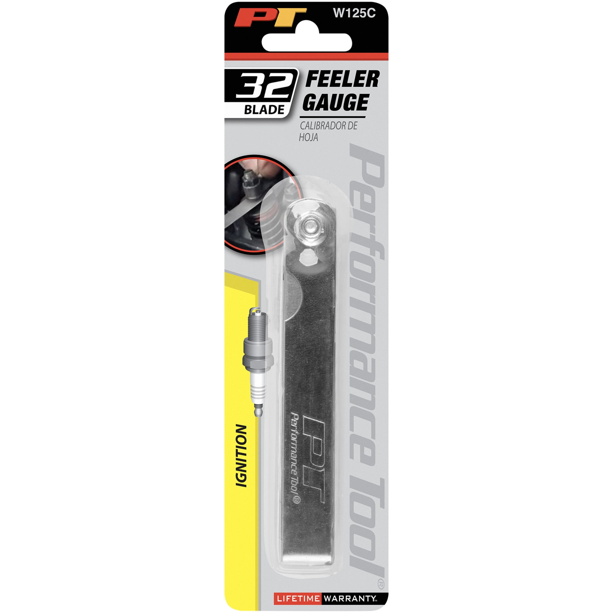 Performance Tool W125C: 32 Blade Metric and SAE Feeler Gauge Set with .010 Brass Blade for Transistorized Ignitions, 3-1/2 in. Long
