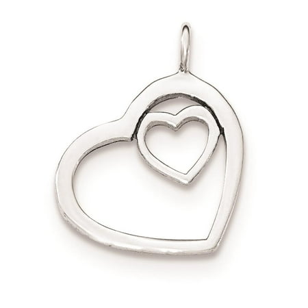 925 Sterling Silver Heart in Heart Polished Charm Pendant