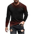 thumbnail image 2 of Mens Crewneck Long Sleeve T-Shirts Big & Tall Plus Size Stretchy Slim Pullover Tees Tops Casual Stripe Printed Basic Comfort T-Shirts S-5X, 2 of 5