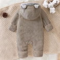 thumbnail image 2 of Jalioing Newborn Baby Fuzzy Snowsuit Cute Solid Color Long Sleeve Zipper Rompers Winter Thermal Fleece Jumpsuit, 2 of 9