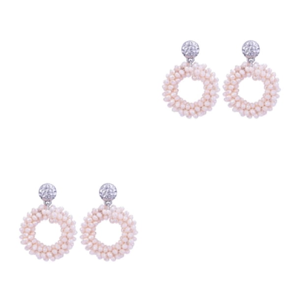 Qarigey Pendientes colgantes ligeros hechos a mano para mujer Pendientes tejidos exquisitos modernos y elegantes rosa claro Rosa claro 2Conjunto