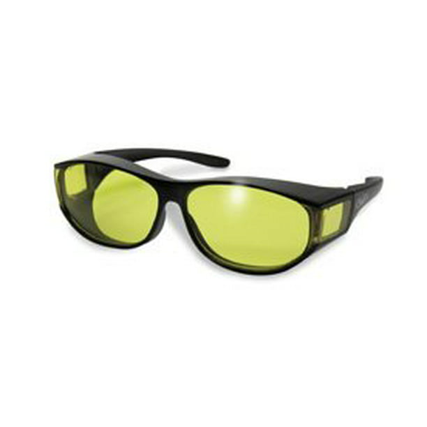 Global Vision Escort Fit Over Prescription Glasses Sunglasses Yellow Tinted Has Matching Side 