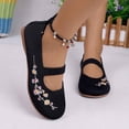 thumbnail image 5 of Domuza Women's Embroidered Mesh Ballet 2026 Comfortable Casual Mary Jane Shoes for Walking Daily Outfits Black 7.5（EU-39）, 5 of 6