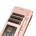 thumbnail image 4 of TOP SHE Embossed Three Cards PU Leather Solid Color Folding Folio Case with Cards Holder Pocket Lanyard Anti-Scratch Shockproof Bumper Cover Case For Samsung Galaxy S20,Rosegold, 4 of 5