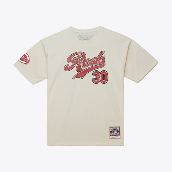 Men's Mitchell & Ness Ken Griffey Jr. Cream Cincinnati Reds Cooperstown Collection Throwback Name & Number T-Shirt