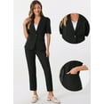 thumbnail image 2 of DARING DIVA Women's Lapel Collar Buttoned Summer Office Jacket L Black, 2 of 6
