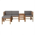 thumbnail image 3 of 5-Piece Outdoor Modular Acacia Wood - 3 seat + Ottoman + Side Table - Brown, 3 of 16