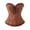 Brown, variant on LILIYA Corset Tops for Women, Teal Ruffle Hem Overbust Bustier Shapewear with Front Button Closure, Elegant Waist Cincher Bodysuit for Halloween Party and Night Out Events, Stylish Corset