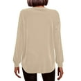 thumbnail image 4 of Roncen Women's Burgundy Velvet Long Sleeve Blouse, Ruffle Shoulder Bell Sleeve Top, Elegant Round Neck Pullover, 4 of 8