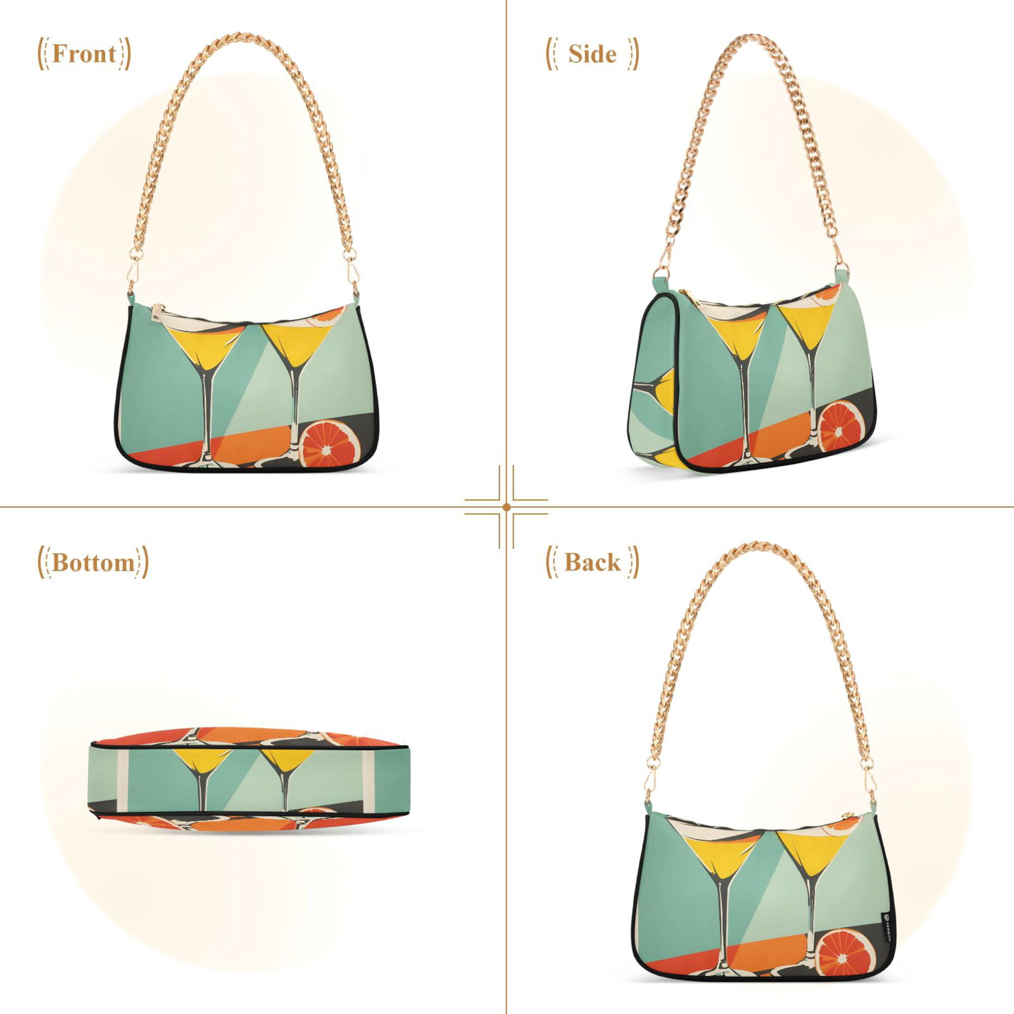 FORMRS Womens Shoulder Bag with Chain Strap Clutch Purse Cute Tote Handbag, Green Glasses