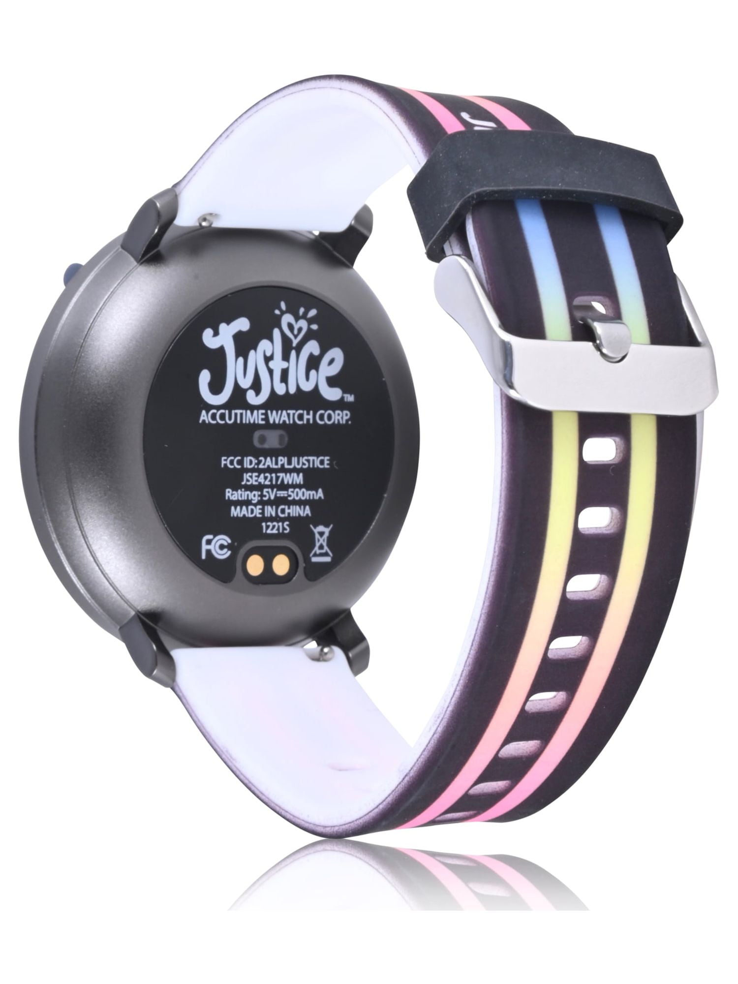 Justice Unisex Child Smartwatch with Perforated Band in White (jse4202wm), Girl's, Size: One size, Grey Type