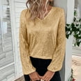 thumbnail image 6 of Ahdbta Sequin Tops for Women Elegant Lantern Long Sleeve V-Neck Sparkly Glitter Shirts Dressy Casual Blouse for Evening Party Night, 6 of 9