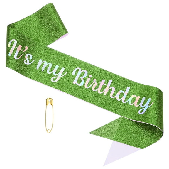Uxcell Its My Birthday Sash, Glitters Fantasy Birthday Sash Tiara for Women Mother Party Queen Kit Accessories, Green