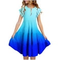thumbnail image 2 of Tranfacy Robe d'Été pour Filles, Enfants, Manches Courtes, Extensible, Ligne A, Tournoyante, Patineuse, École, Récital, Col Rond, Robe pour Préados, 2 of 7