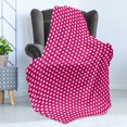 thumbnail image 4 of Pink Polka Dots Soft Flannel Fleece Blanket, Bold and Girly Tone with White Blots Repetitive Backdrop Graphic Vivid, Cozy Plush for Indoor and Outdoor Use, 50" x 60", Magenta White, by Ambesonne, 4 of 5