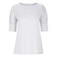 thumbnail image 4 of IROINNID Women Fashion Loose T-Shirt Solid Colour Casual Round Neck Short Sleeve Blouse Tops, 4 of 8