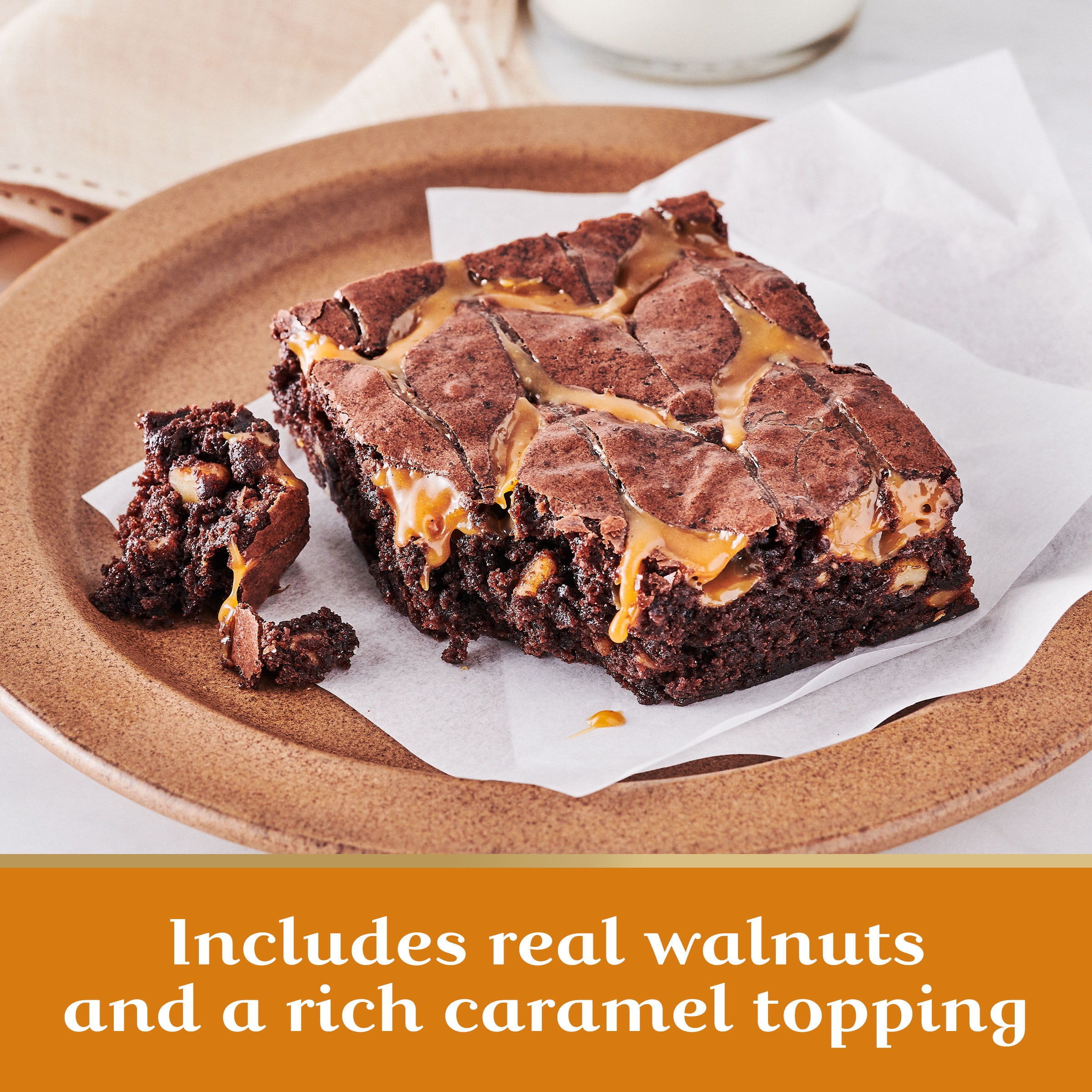(4 pack) GHIRARDELLI Caramel Walnut Premium Brownie Mix, Includes Caramel and Real Walnuts, 18.5 oz Box