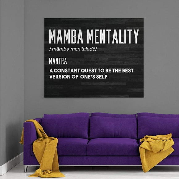 Sports Posters Mentality Wall Art Canvas Painting Basketball Player Pictures Modern Posters Prints Motivation Quote Artwork Home Decor for Living Room Boys Girls Room Framed 12"x16"