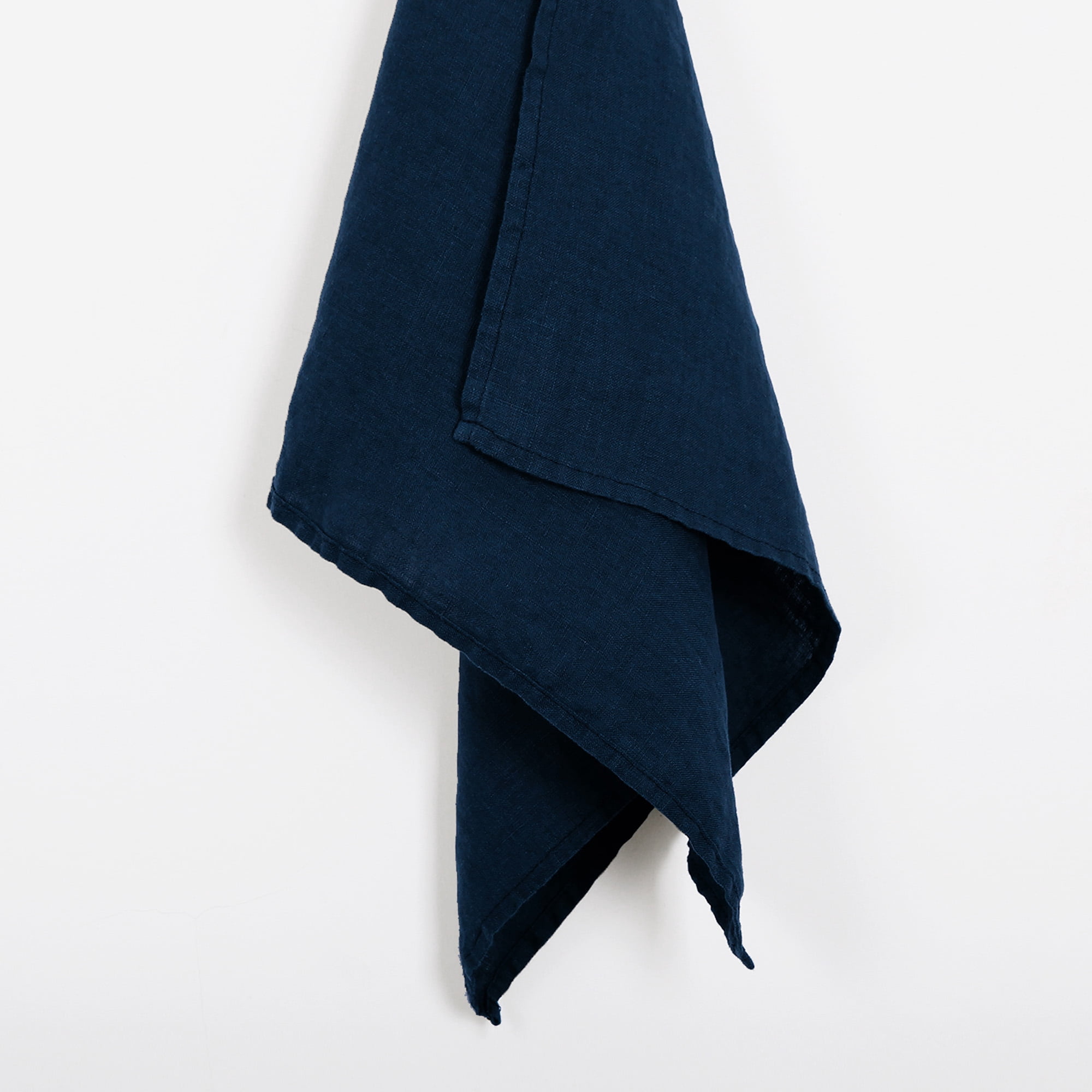 100% Linen Tea Towels 14 x 28 Inch Kitchen Dish and Hand Towels Set of 4 - Navy