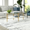 thumbnail image 5 of Evelyn&Zoe Otto 47" Wide Rectangular Coffee Table with Faux Marble Shelf, Brass, 5 of 8