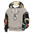 thumbnail image 2 of DODADAWANJ Mens Color Block Hoodies Deer Print Lace Up Casual Hoodie Big and Tall Long Sleeve Hooded Pullover for Hiking Jogging Winter XXXL, 2 of 3
