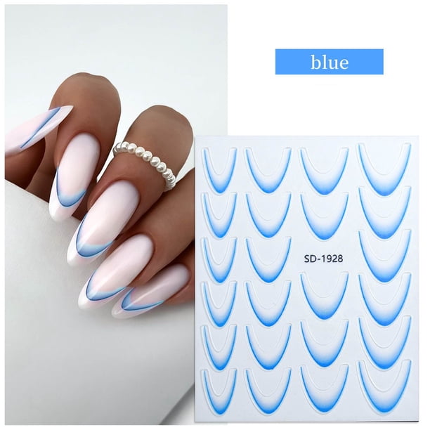Pegatinas para uñas para decoración de uñas, pegatinas para uñas para mujeres, pegatinas para uñas de color sólido, pegatinas para uñas con degradado francés, pegatinas adhesivas para uñas en la parte