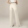 thumbnail image 4 of YIFUNIN Women's Slim Fit Slightly Flared Long Pants, Fashion Casual Jeans for Retro Style, Stretchy Comfortable Denim Trousers,Beige L, 4 of 6