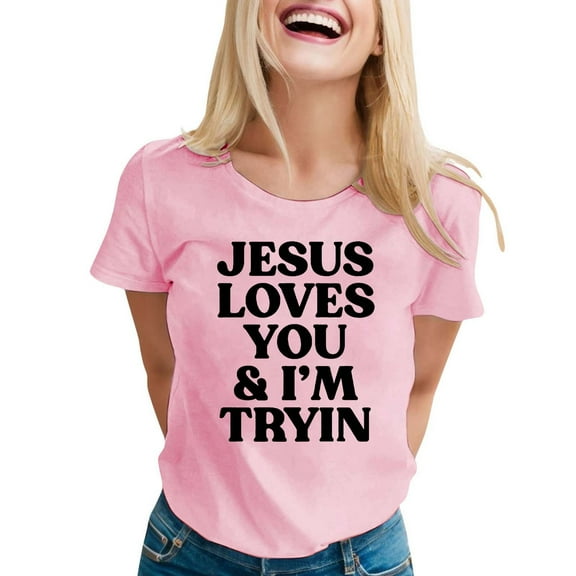 SHITINN Women's Casual Printed Round Neck Short Sleeve T Shirt Top Women's Fashion Short Sleeve Tunic Tops for Women Summer Outfits for Women