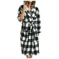 thumbnail image 2 of Dyfzdhu Robes for Women Hooded Fleece Bathrobe Lightweight Warm Plush Long Flannel Sleepwear Robe, 2 of 6