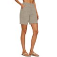 thumbnail image 5 of GHIIYER Bermuda Shorts for Women with Pockets High Waist Cotton Linen Trousers Summer Beach Shorts Size S, 5 of 6