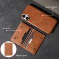 thumbnail image 5 of 2 In 1 Case for iPhone 16 with Kickstand, Detachable Magnetic PU Leather Wallet Case with Card Holder Slots Kickstand Protective Phone Cover Men Women for iPhone 16 - Brown, 5 of 6