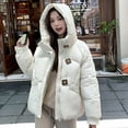 thumbnail image 2 of Fall Outfits for Women 2025 Puffer Jacket Womens Fashionable Casual Solid Color Long Sleeved Hooded Cotton, 2 of 5