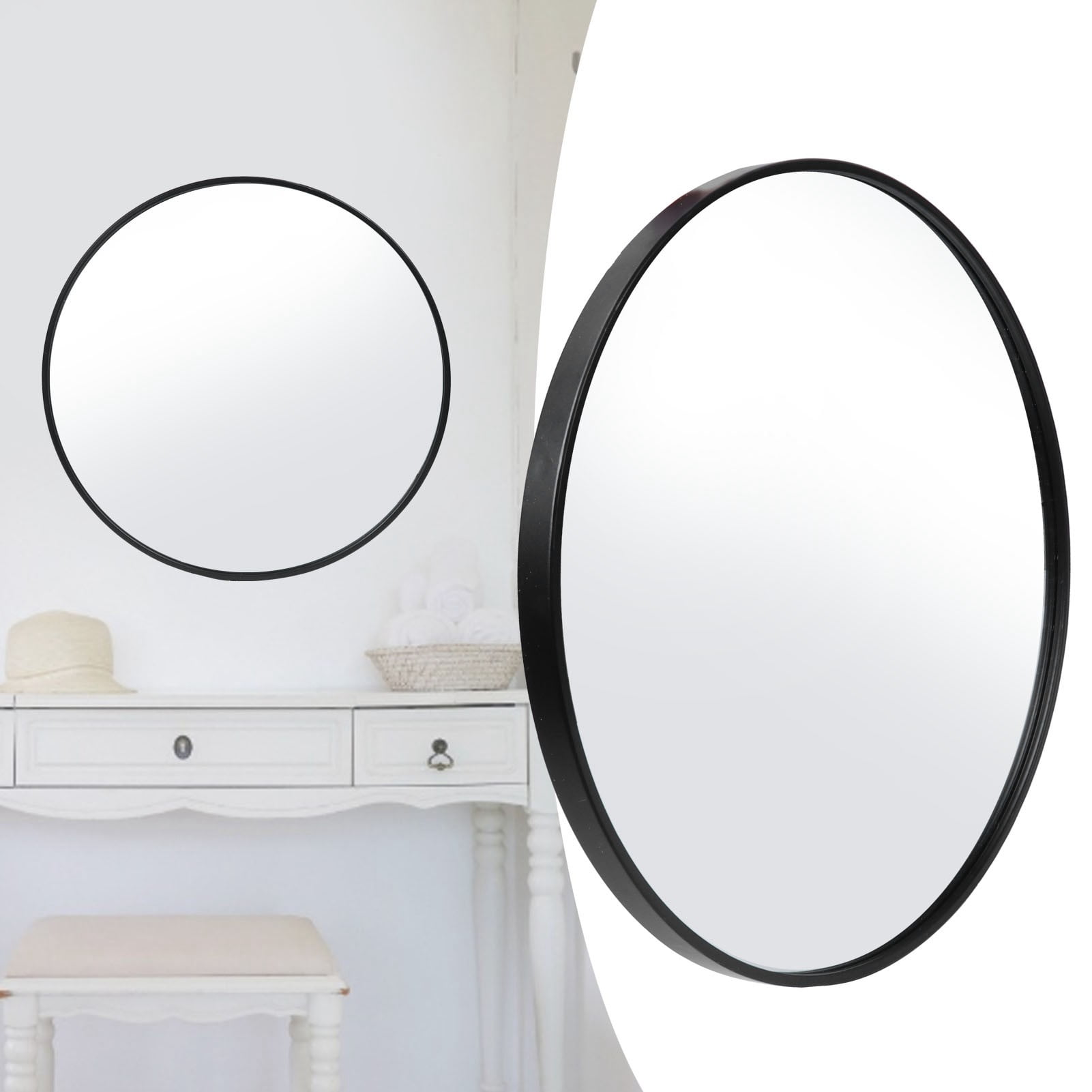 ESTINK Hanging Round Mirror WallMounted Circle Metal Framed Decorative Mirror for Bathroom