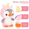 thumbnail image 3 of Peluche de pingüino con disfraz de unicornio rosa, peluches suaves, juguete de peluche, regalo para niños y amantes para niños, niñas y niños, 3 of 5