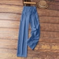 thumbnail image 5 of Diufon Linen Pants for Women Summer Wide Leg Drawstring High Waist Pant Casual Loose Boho Beach Trousers with Pockets, 5 of 7
