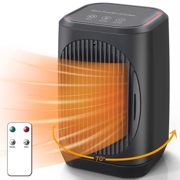Small Space Heater, Portable Electric Heaters for Indoor Use With 3 Modes, 70° Oscillation, Remote Control, Energy Efficient, Low Noise,1500W PTC Ceramic Fast Safety Heating For Bedroom Office