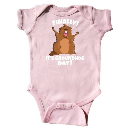 

Inktastic Finally it s Groundhog Day Gift Baby Boy or Baby Girl Bodysuit
