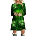 thumbnail image 2 of Riforla Ladies Fashion and Comfortable St. Patrick's Festival Green Theme Featuring Printed Round Neck Long Sleeve Casual Dress 2 Dresses for Women Beige M, 2 of 5