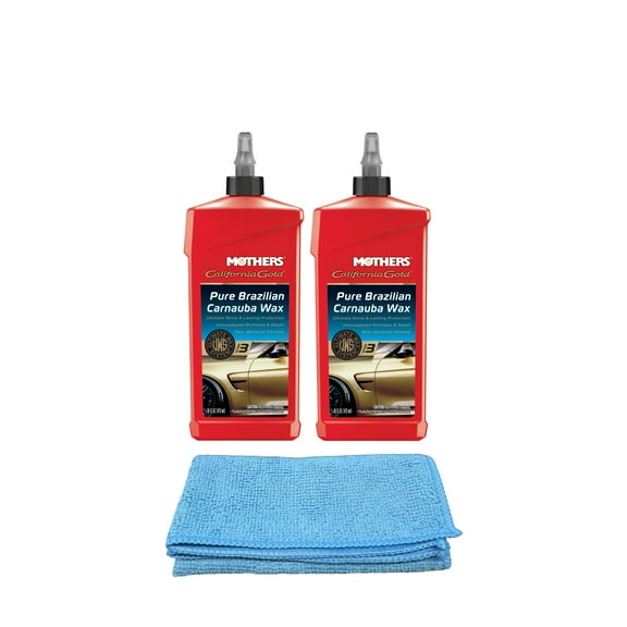 Mothers California Gold Pure Brazilian Carnauba Wax (16 oz.) Bundle with Microfiber Cloth (3 Items)