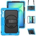 thumbnail image 1 of Case for Samsung Galaxy Tab S10 FE+ Plus 13.1 inch 2025 with Screen Protector, 360 Degree Rotating Kickstand Hand Strap Heavy Duty Shockproof Cover with Shoulder Strap, Sky Blue, 1 of 7