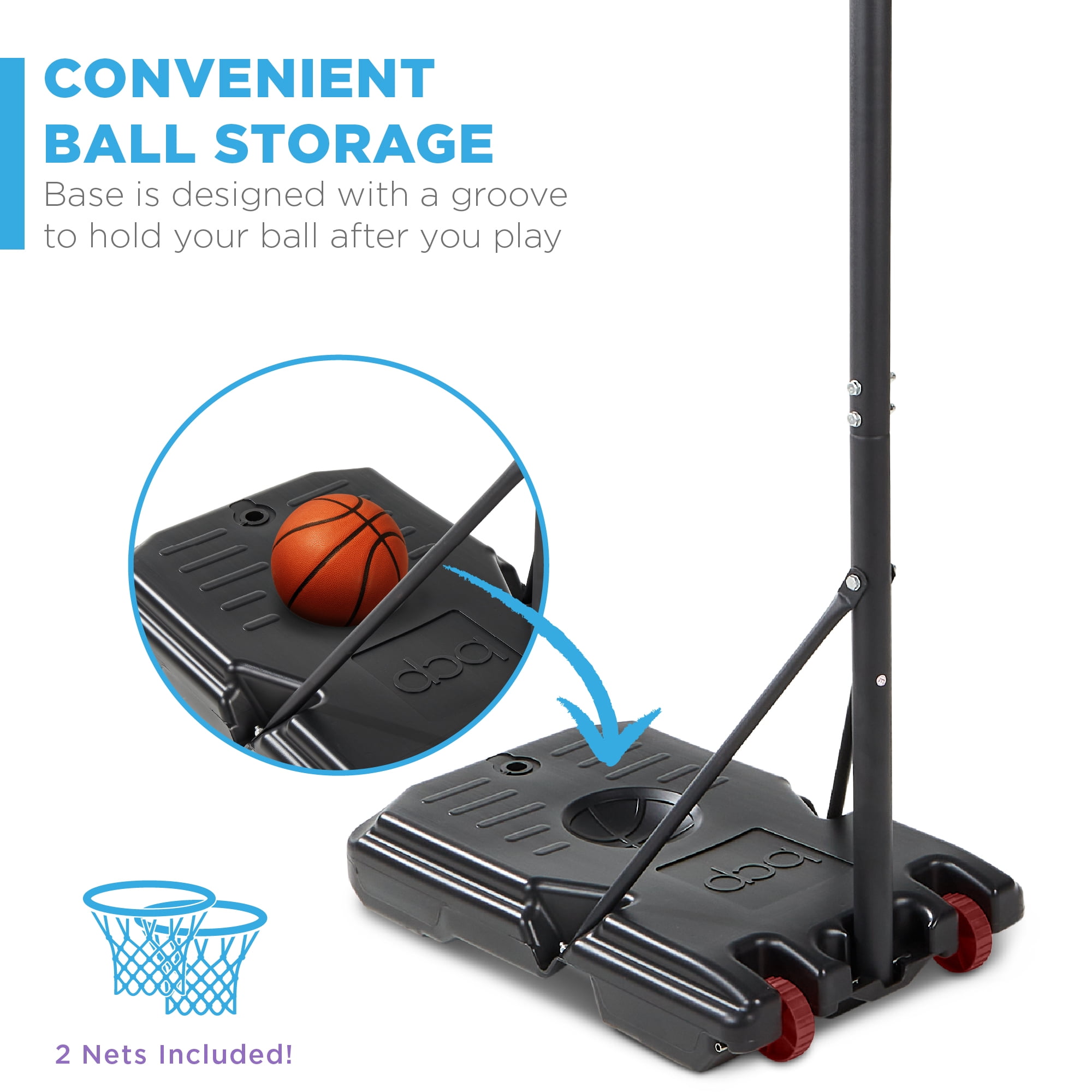 Best Choice Products Kids Height-Adjustable Basketball Hoop, Portable Backboard System w/ 2 Wheels - Dark Red/Black