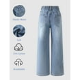 thumbnail image 5 of OYYN Girls Baggy Jeans Wide Leg High Waist Y2K Streetwear Boyfriend Skater Denim Pants School Casual Wear, 5 of 8