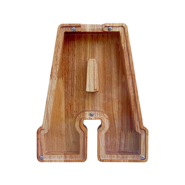 Wooden English Letter Savings Can with Transparent Glass Front for Coin Storage