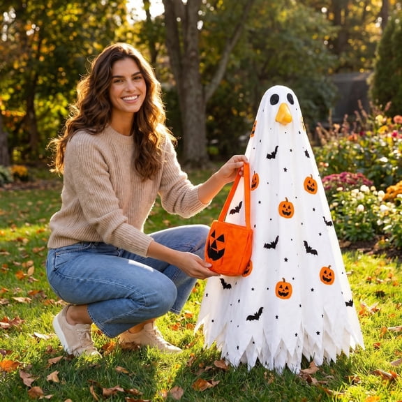 Halloween Porch Goose Outfit Fall Costume Set for 23 Inch Goose Statue for Outdoor Patio Yard Decoration