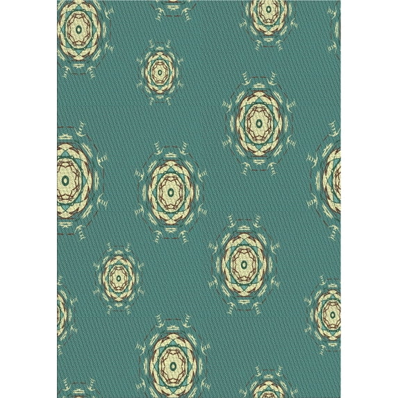 Ahgly Company Indoor Rectangle Patterned Deep-Sea Green Novelty Area Rugs, 7' x 10'